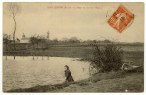 Bois-Jérôme-Saint-Ouen. La Mare et vue sur l'Eglise.