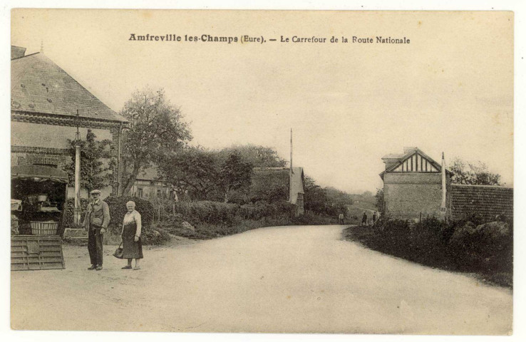 Amfreville-les-Champs. Le carrefour de la route nationale.