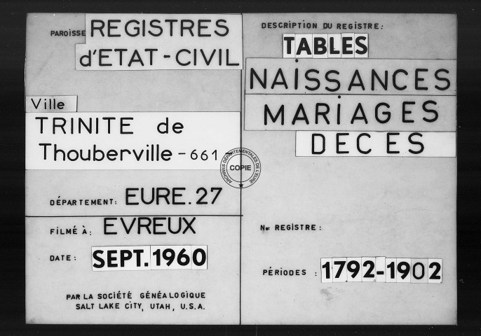 Tables (1792-1902)