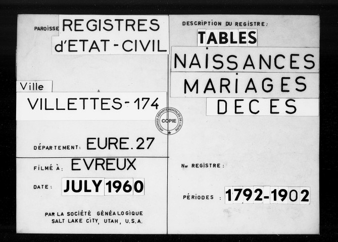 Tables (1792-1902)
