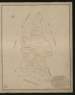 Equainville. Tableau d'assemblage _ du Plan Parcellaire de la Commune d'Equainville _ Canton de Beuzeville - Pontaudemer - Eure. _ Terminé sur le terrain le 12 octobre 1833, sous l'administration de M. A Passy, Préfet _ M. Patin, maire _ en sous la Direction de M. Marel, Directeur des Contributions directes. _ M. Le Fébure, Géomètre en Chef. _ Par M. Gondevin, Géomètre de 1re classe.