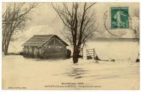 Amfreville-sous-les-Monts. Inondations 1910. Perspective du courant.