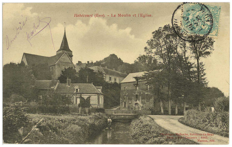 Hébécourt. Le moulin et l'Eglise.