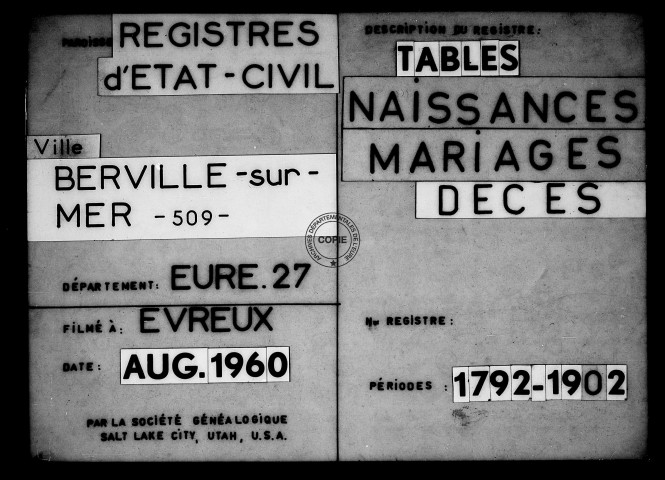 Tables (1792-1902)