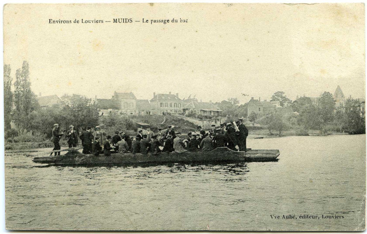 Muids. Le passage du bac.