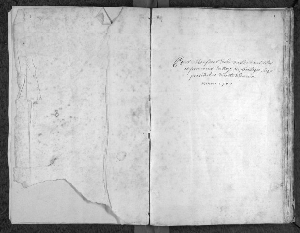 Registre et papier d'office pour le procureur du roi au bailliage et siège présidial et vicomté d'Évreux, commencé par M. de La Musse en 1700 : journal plumitif pour les bailliage et vicomté des déclarations de grossesse, dénonciations et plaintes, décrets d'ajournement, conclusions et décrets de prises de corps, permissions diverses, réceptions, maitrises, tutelles, comptes de recettes de taxes, etc.