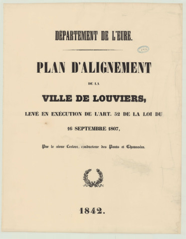 Louviers _ Atlas "Plan d'alignement de la ville de Louviers".