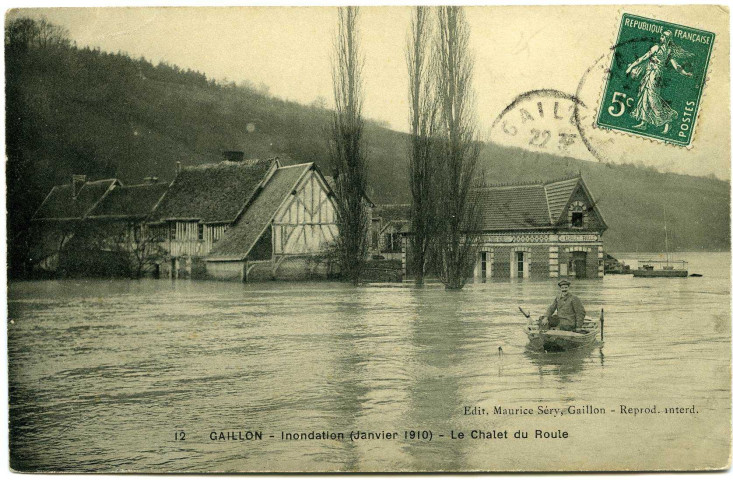 Gaillon. Inondation (Janvier 1910) - Le Chalet du Roule.