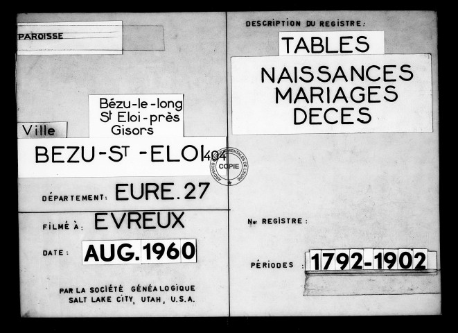 Tables (1792-1902)