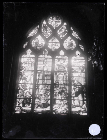 Église de La Couture-Boussey (Eure), vitraux de l'abside représentant la Nativité.
