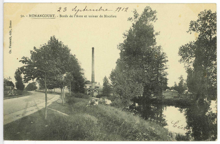 Nonancourt. Bords de l'Avre et usines de Mocdieu.
