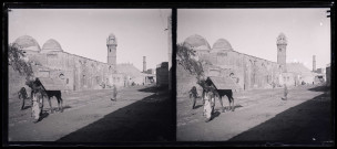 Vue d'une rue animée proche de la mosquée de Turush à Alep (Syrie).