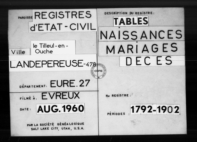 Tables (1792-1902)