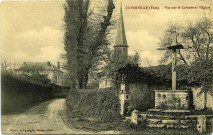Cuverville. Vue sur le Calvaire et l'Eglise.
