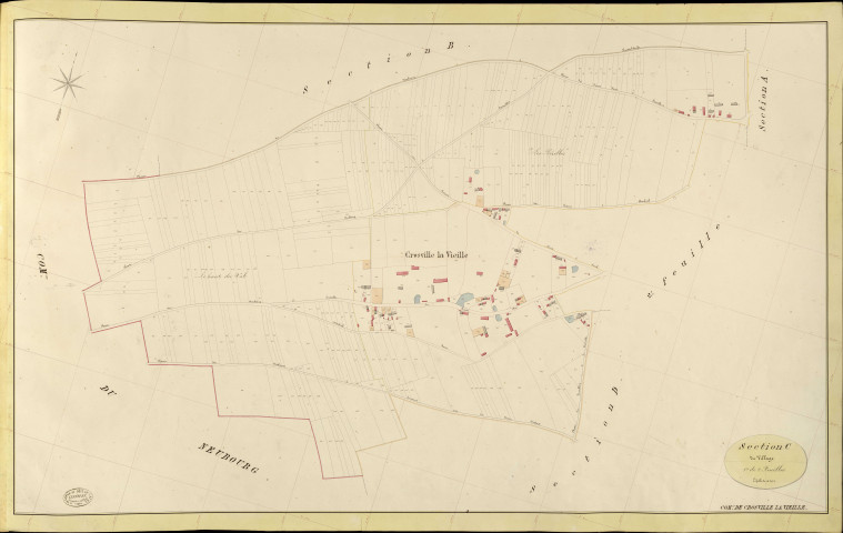Crosville-la-Vieille. Section C _ du Village _ 1re de 2 Feuilles