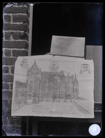 Abbaye Saint-Ouen de Rouen (Seine-Maritime), dessin de la face du logis abbatiale extrait de l'ouvrage d'Antoine Boyer.