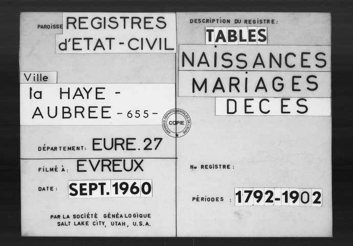 Tables (1792-1902)