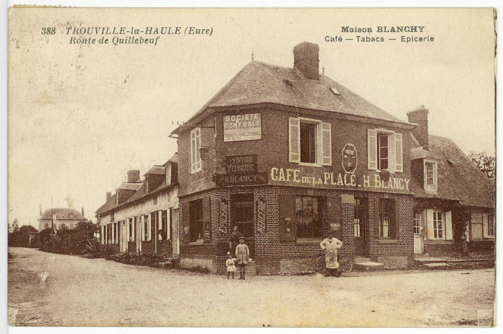 Trouville-la-Haule. Route de Quillebeuf - Maison Blanchy - Café - Tabacs - Epicerie.
