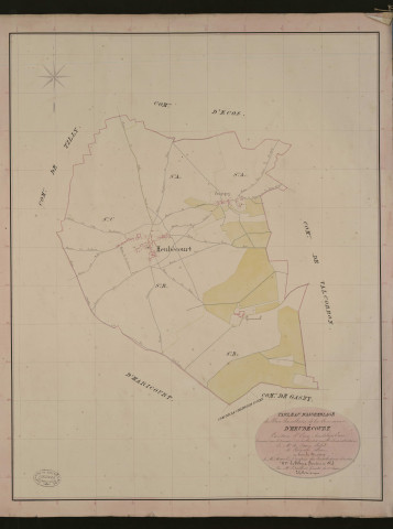 Heubécourt. Tableau d'assemblage du Plan Parcellaire de la Commune d'Heubécourt. _ Canton d'Ecos - Andelys - Eure. _ Terminé sur le terrain le 21 juillet 1836, sous l'administration de M. A Passy, Préfet - M. Béguin, Maire et sous la direction de M. Marel, Directeur des Contributions directes. _ M. Le Fébure, Géomètre en Chef. _ Par M. Letailleur, Géomètre de 1re classe
