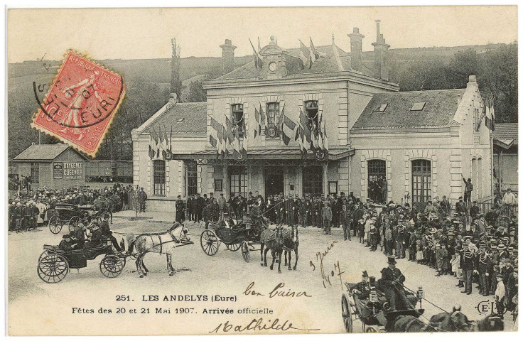 Andelys (Les). Fêtes des 20 et 21 Mai 1907. Arrivée officielle.
