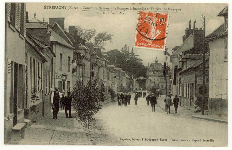Etrépagny. Concours National de Pompes à Incendie et Festival de Musique. Rue Saint-Maur.