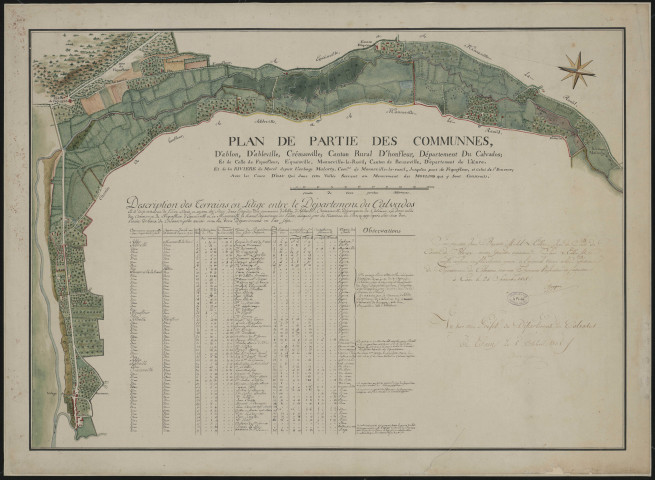 "Plan d'une partie des communes d'Ablon, Ableville, Crémanville, canton rural d'Honfleur département du Calvados, et celle de Fiquefleur, Equainville, Manneville-la-Raoul, canton de Beuzeville département de l'Eure".