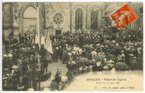 Rugles. Place de l'église - Fêtes du 18 Juin 1911.