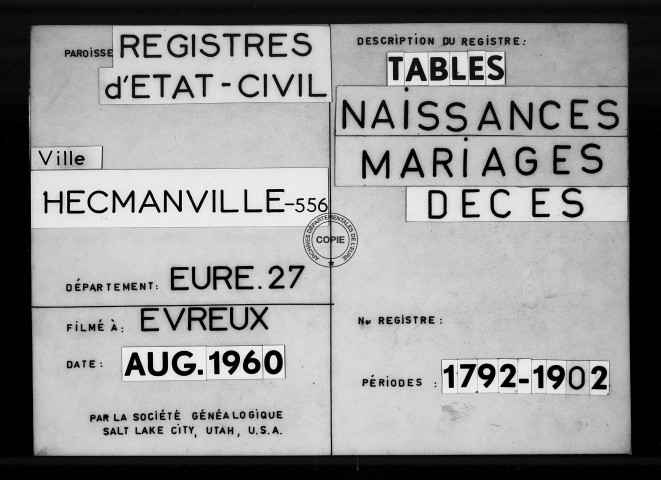 Tables (1792-1902)