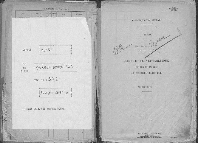 Rouen sud. Répertoire alphabétique (1912)