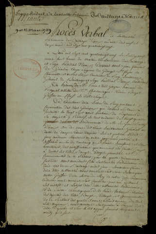 Procès-verbal manuscrit.