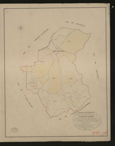 Fontaine-l'Abbé. Tableau d'assemblage du Plan Parcellaire de la Commune de Bernay _ Canton de Bernay - Bernay - Eure. _ Terminé sur le terrain le 20 juillet 1830, sous l'administration de M. Le Vicomte Raymond Delaitre, Préfet - M. Catois, Maire et sous la direction de M. Marel, Directeur des Contributions directes. _ M. Hautier, Géomètre en Chef. _ Par M. Canu, Géomètre de 1re classe