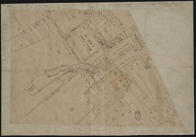 Plan parcellaire avec tracé d'une "sente réclamée".