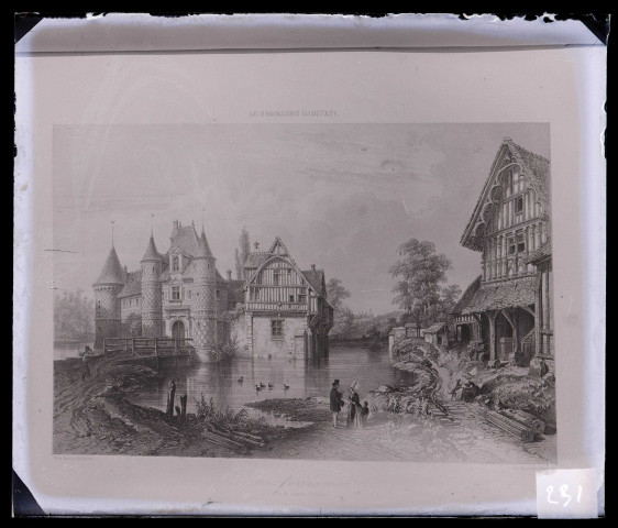 Château de Saint-Germain-de-Livet (Calvados), lithographie extraite de "La Normandie Illustrée".