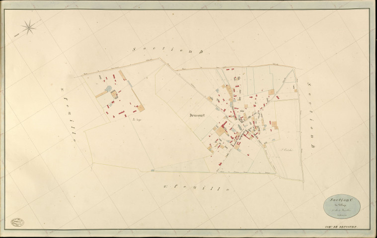 Drucourt. Section C _ du Village _ 1re de 3 Feuilles