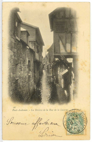 Pont-Audemer. La Rivière de la Rue de la Licorne.