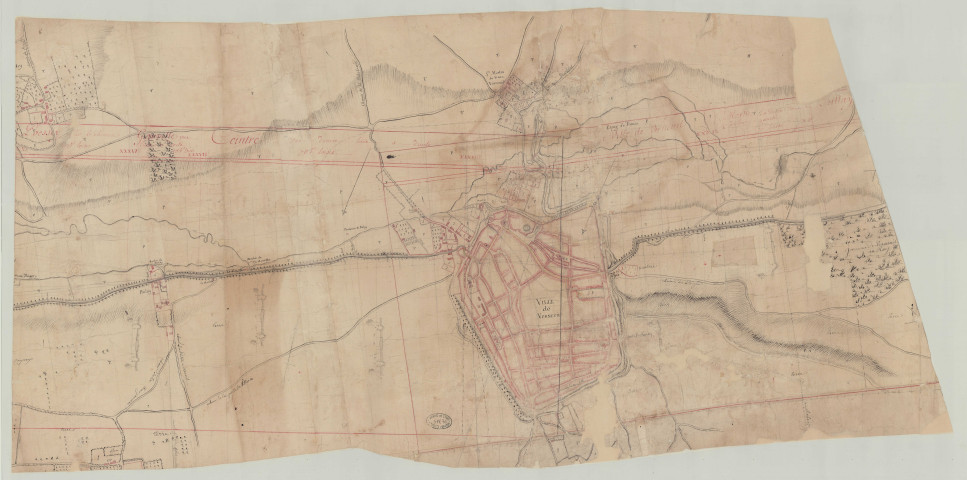 Verneuil _ Plan de la Ville de Verneuil et de ses environs.