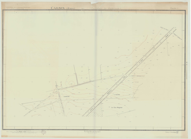 Carsix _ MRU _ Fond de plan topographique du carrefour de Malbrouck, en 2 feuilles