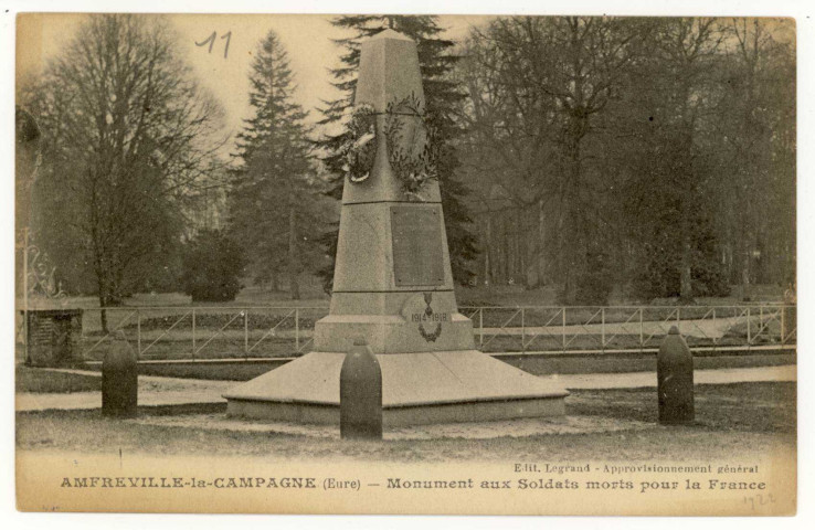 Amfreville-la-Campagne. Monument aux Soldats morts pour la France.