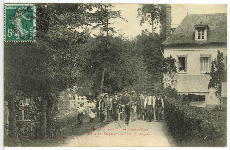 Préaux (Les). Préaux, près Pont-Audemer (Eure). - Sortie des Employés de l'Usine Chapman.