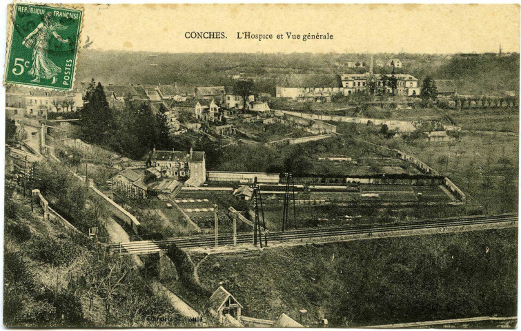 Conches-en-Ouche. L'Hospice et Vue générale.