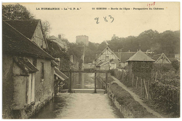 Gisors. Bords de l'Epte - Perspective du Château.