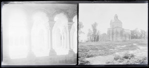 Galerie de cloître. Église de campagne.