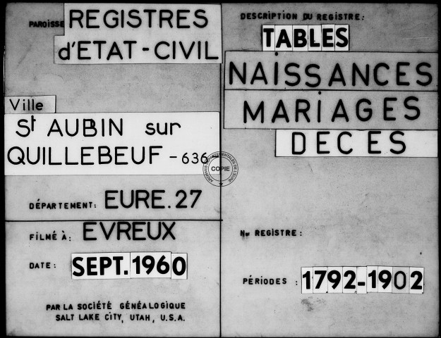 Tables (1792-1902)