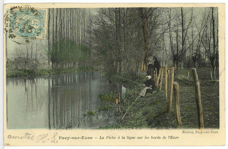 Pacy-sur-Eure. La Pêche à la ligne sur les Bords de l'Eure.