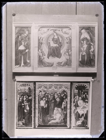 Triptyques du Maître de Moulins représentant la Vierge et la résurrection de Lazare.
