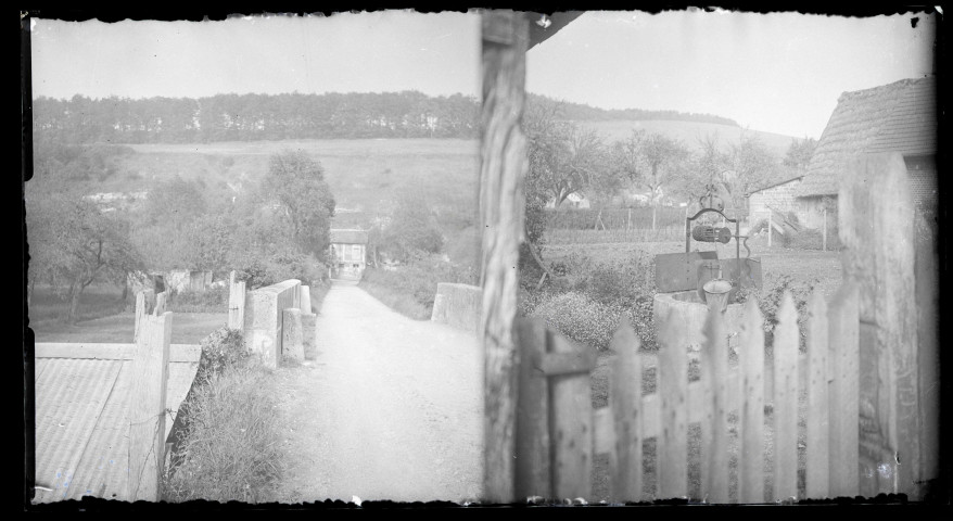 Puits dans un jardin de ferme de la campagne de Rosay-sur-Lieure (Eure). Maison de campagne au bout d'un chemin de Rosay-sur-Lieure (Eure).