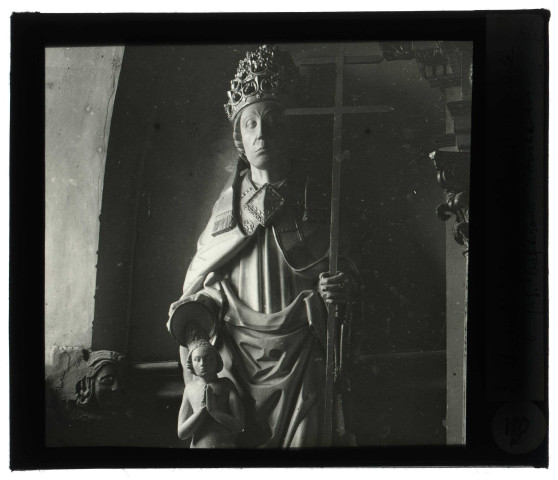 Église de La Haye-Saint-Sylvestre (Eure), statue de Saint-Sylvestre, pape, baptisant Saint-Constantin.