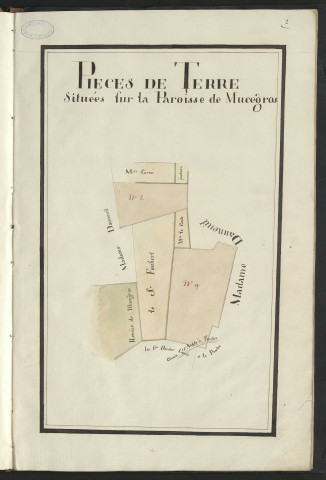 Boisemont - "Plan parcellaire des terres et ferme de La Hunière appartenant à l'abbaye royale de Fontaine-Guérard" *. "Atlas des pièces de terres détachées et dépendantes de la ferme de La Hunière, situées sur différentes paroisses". *
