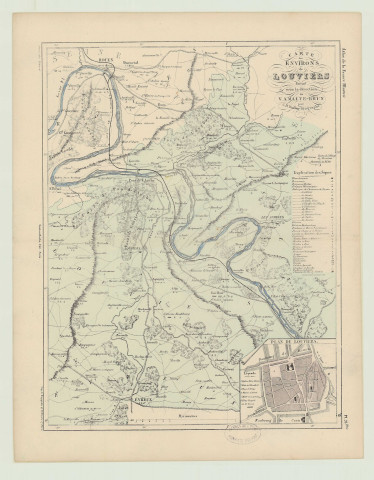 Carte des environs de Louviers Atlas de la France illustrée par V. Malte-Brun