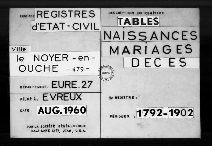 Tables (1792-1902)